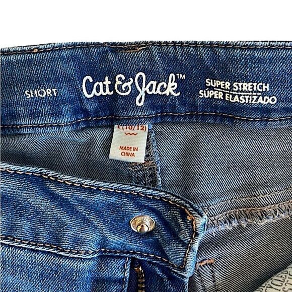 🌴Cat & Jack Sun & Rainbow Embroidered Denim Super Stretch Shorts Girls L(10-12) - Picture 6 of 12